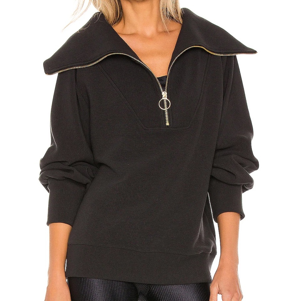 Varley Vine Black Zip Collar Pullover Sweatshirt